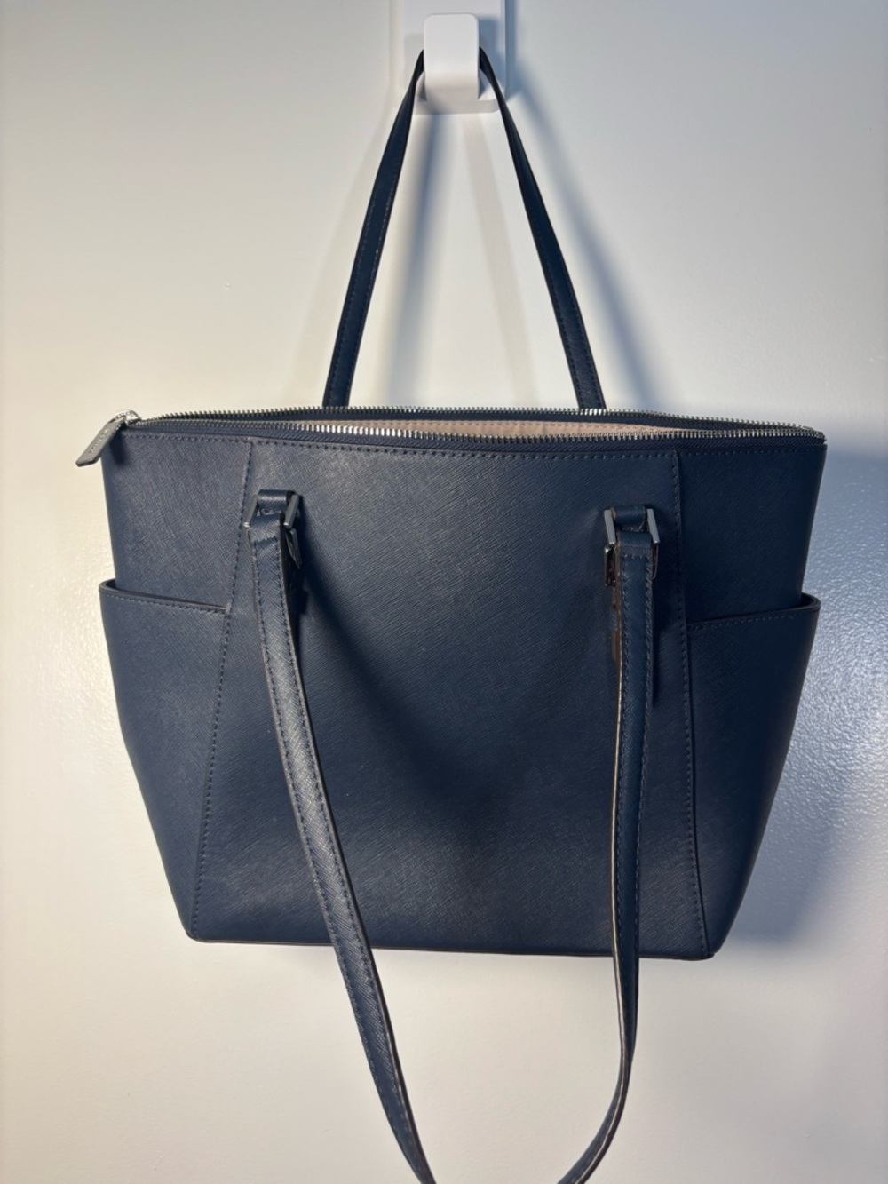 Michael Kors Navy Saffiano Tote with MK Charm - Picture 8 of 11